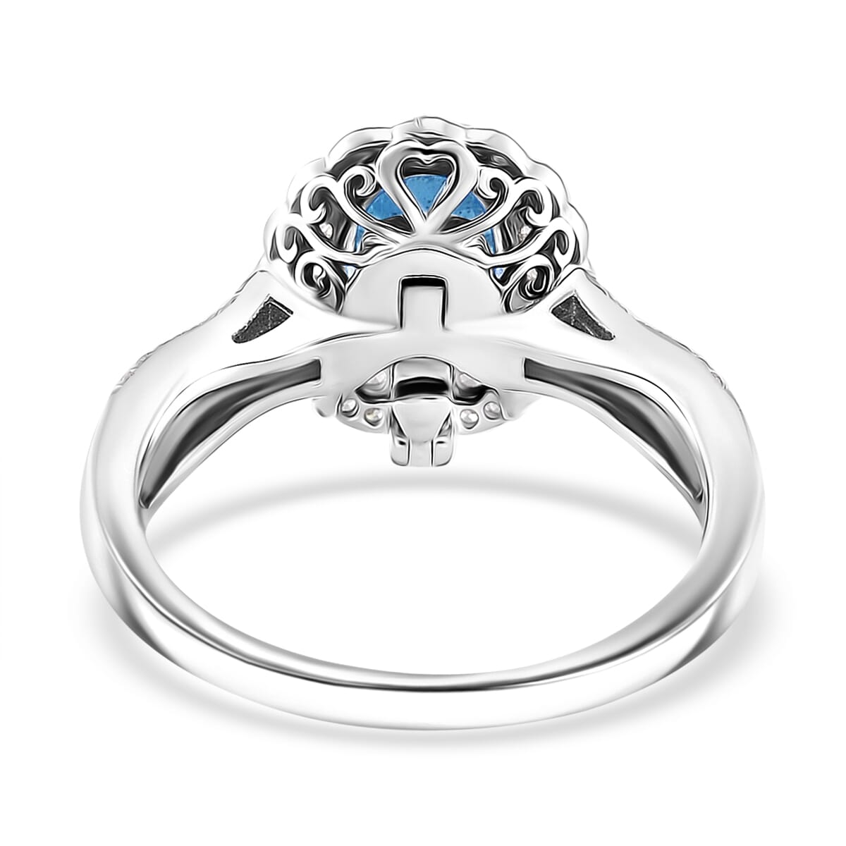 Malgache Neon Apatite and White Zircon 2.15 ctw Interchangeable Double Halo Ring (Size 9.00) and Pendant Necklace 18 Inches in Rhodium Over Sterling Silver  image number 5
