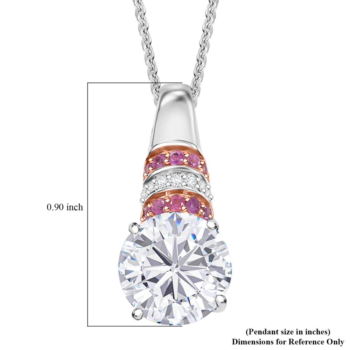 Heart and Arrow Cut Moissanite and Pink Sapphire 3.75 ctw Moonlit Grace Pendant Necklace in Rhodium Over Sterling Silver 20 Inches image number 5