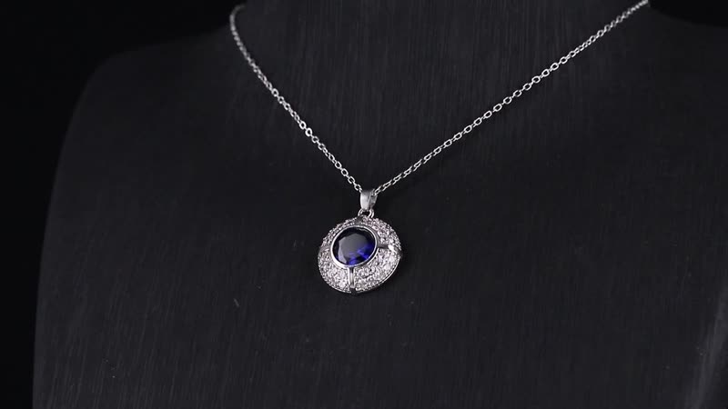 Set of 2 Karis Simulated Blue Diamond, White Crystal Necklace (20-22 Inches), Earrings in Slivertone 3.00 ctw