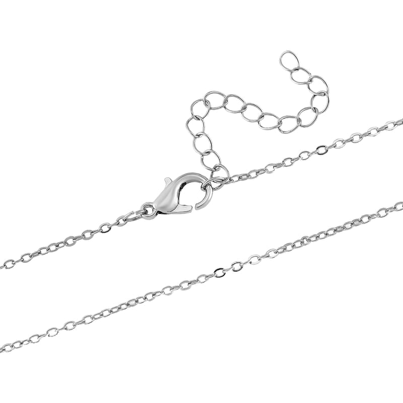 Set of 2 Karis Simulated Blue Diamond, White Crystal Necklace (20-22 Inches), Earrings in Slivertone 3.00 ctw