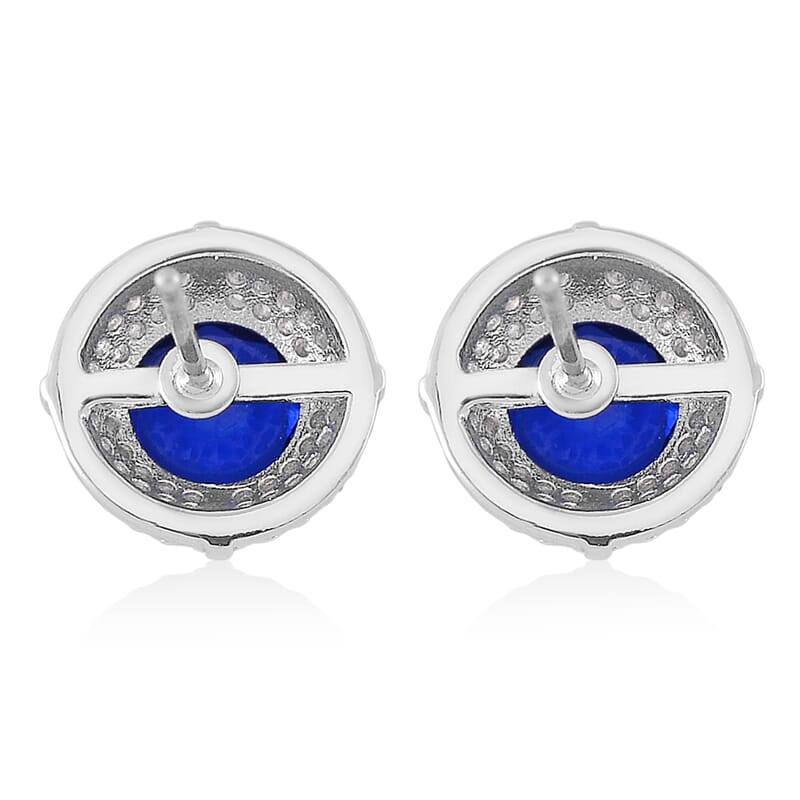 Set of 2 Karis Simulated Blue Diamond, White Crystal Necklace (20-22 Inches), Earrings in Slivertone 3.00 ctw