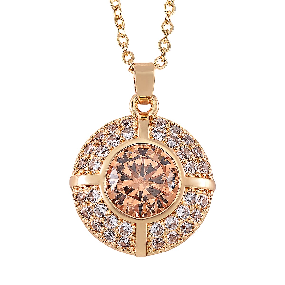 Set of 2 Karis Simulated Champagne Diamond, White Crystal Necklace (20-22 Inches), Earrings in Goldtone 3.00 ctw image number 2