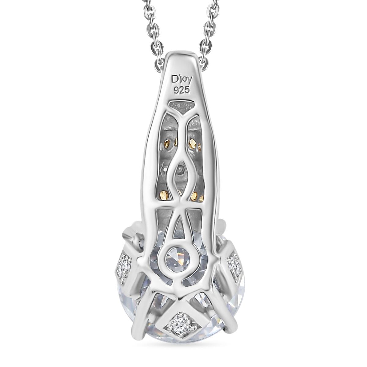 Heart and Arrow Cut Moissanite and Yellow Sapphire 3.80 ctw Moonlit Grace Pendant Necklace in Rhodium Over Sterling Silver 20 Inches image number 4