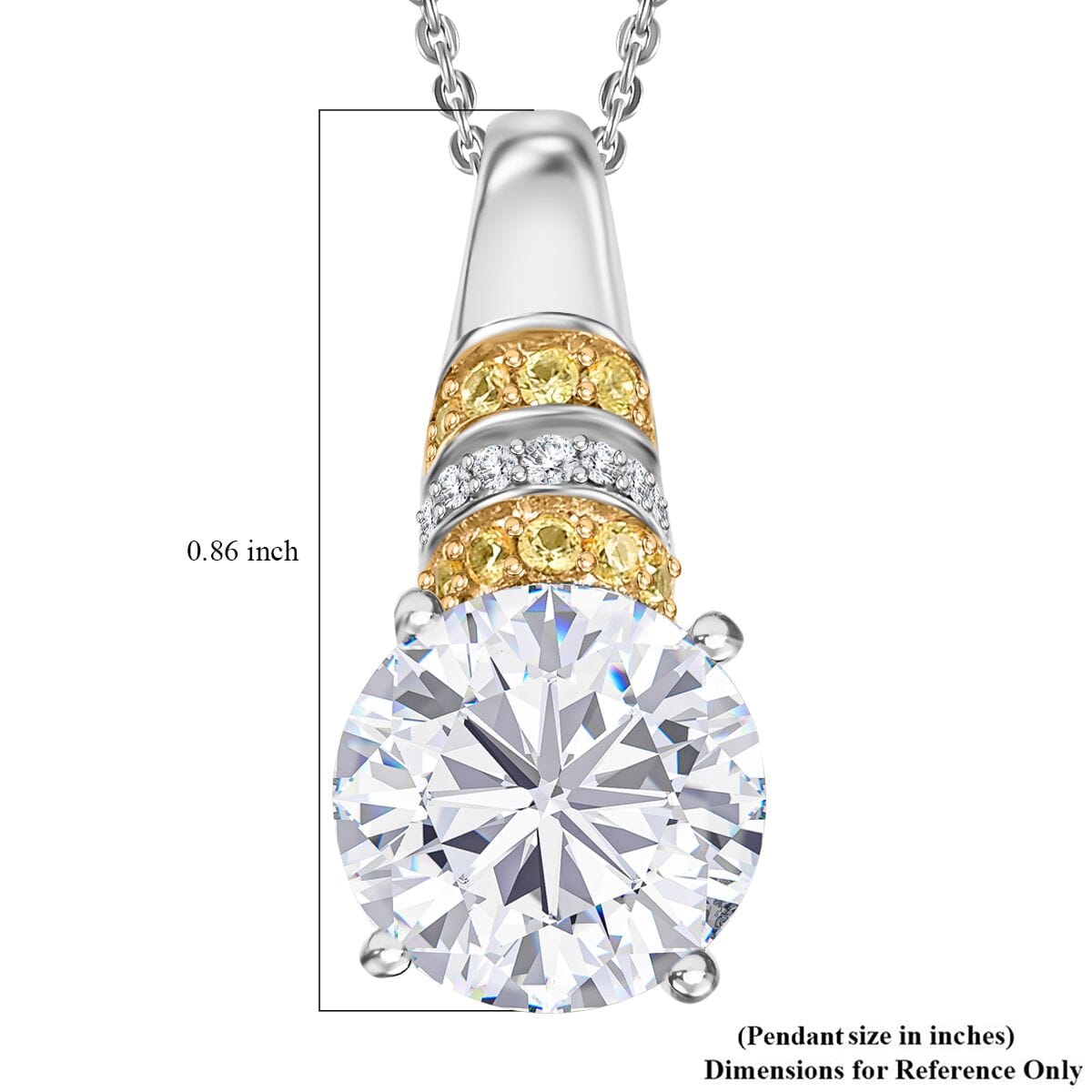 Heart and Arrow Cut Moissanite and Yellow Sapphire 3.80 ctw Moonlit Grace Pendant Necklace in Rhodium Over Sterling Silver 20 Inches image number 5