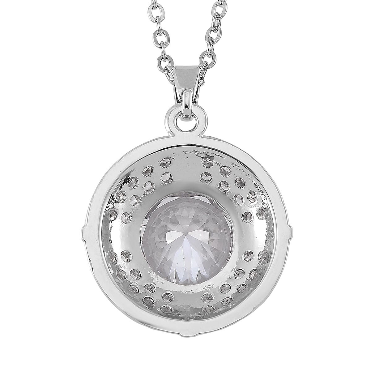 Set of 2 Karis Simulated Diamond, White Crystal Necklace (20-22 Inches), Earrings in Silvertone 3.02 ctw image number 4