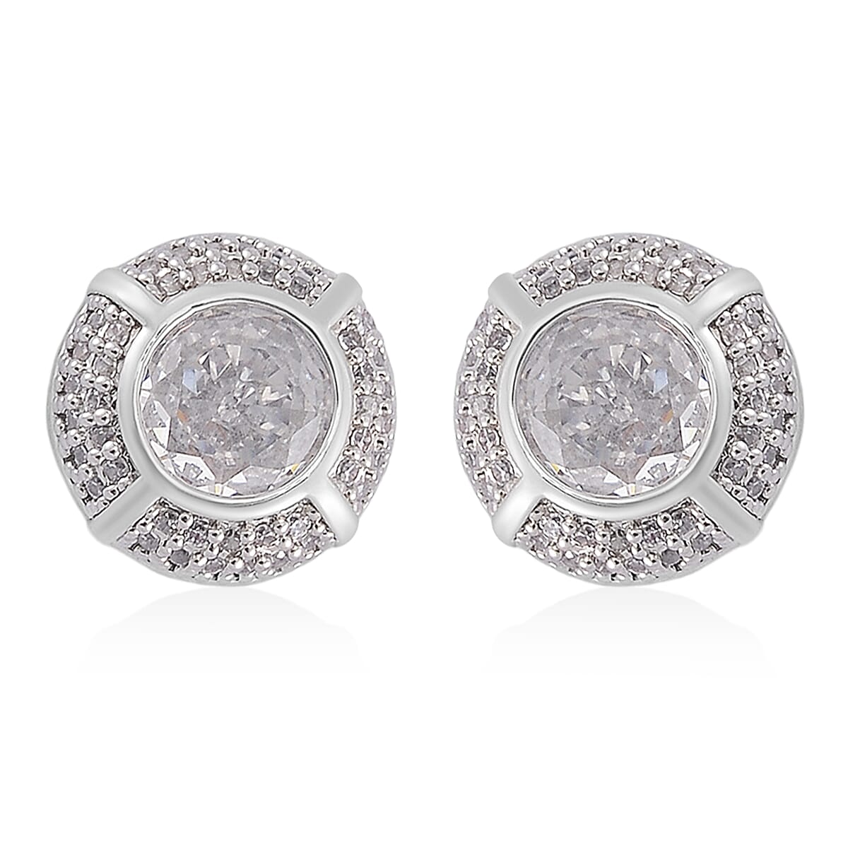 Set of 2 Karis Simulated Diamond, White Crystal Necklace (20-22 Inches), Earrings in Silvertone 3.02 ctw image number 6