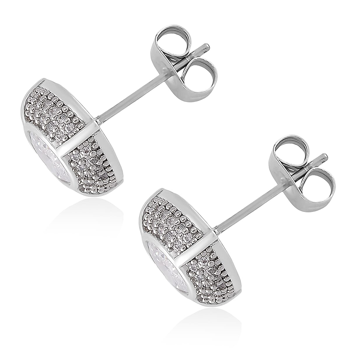 Set of 2 Karis Simulated Diamond, White Crystal Necklace (20-22 Inches), Earrings in Silvertone 3.02 ctw image number 7