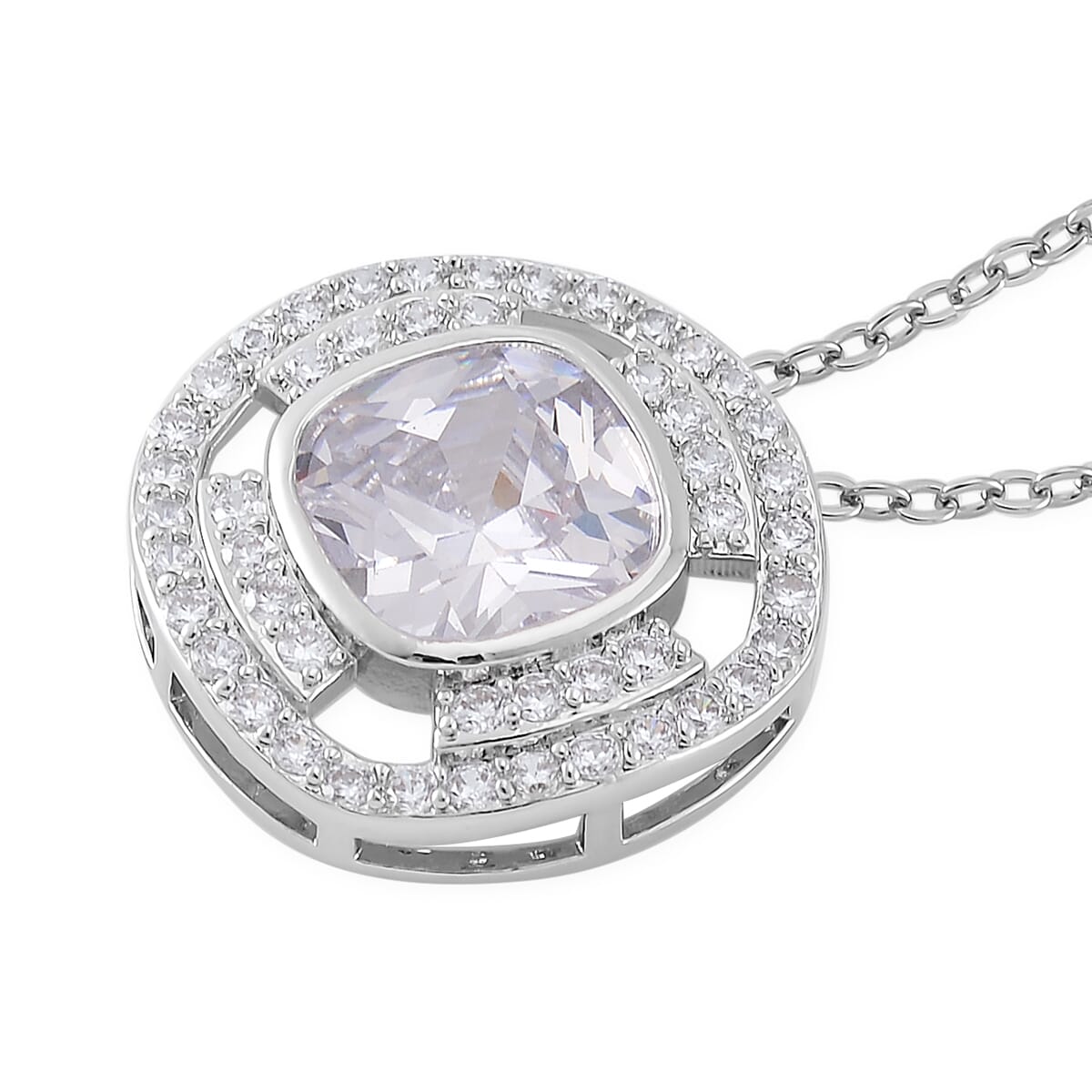 Set of 2 Karis Simulated Diamond, White Crystal Necklace (20-22 Inches), Earrings in Slivertone 3.00 ctw image number 3