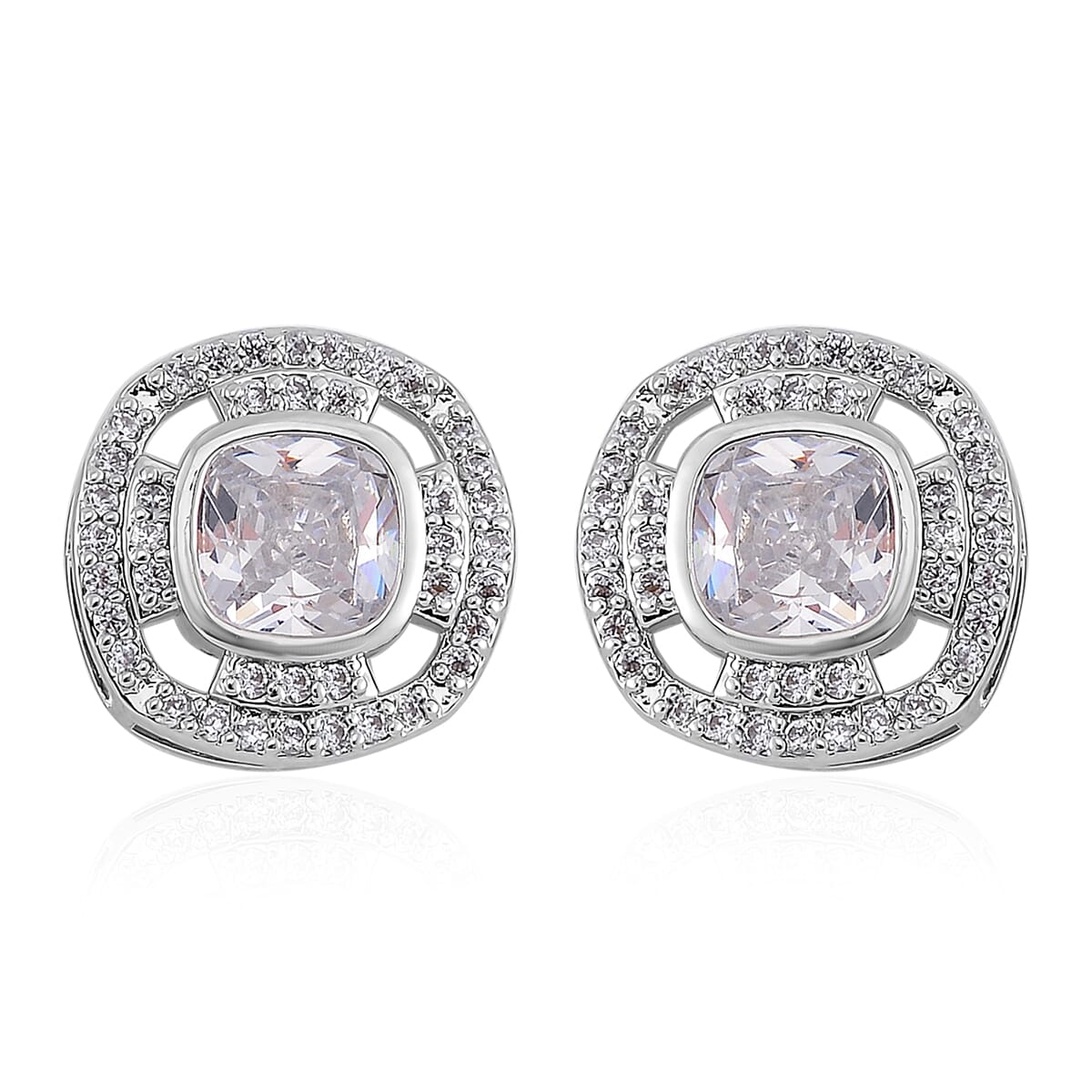 Set of 2 Karis Simulated Diamond, White Crystal Necklace (20-22 Inches), Earrings in Slivertone 3.00 ctw image number 6