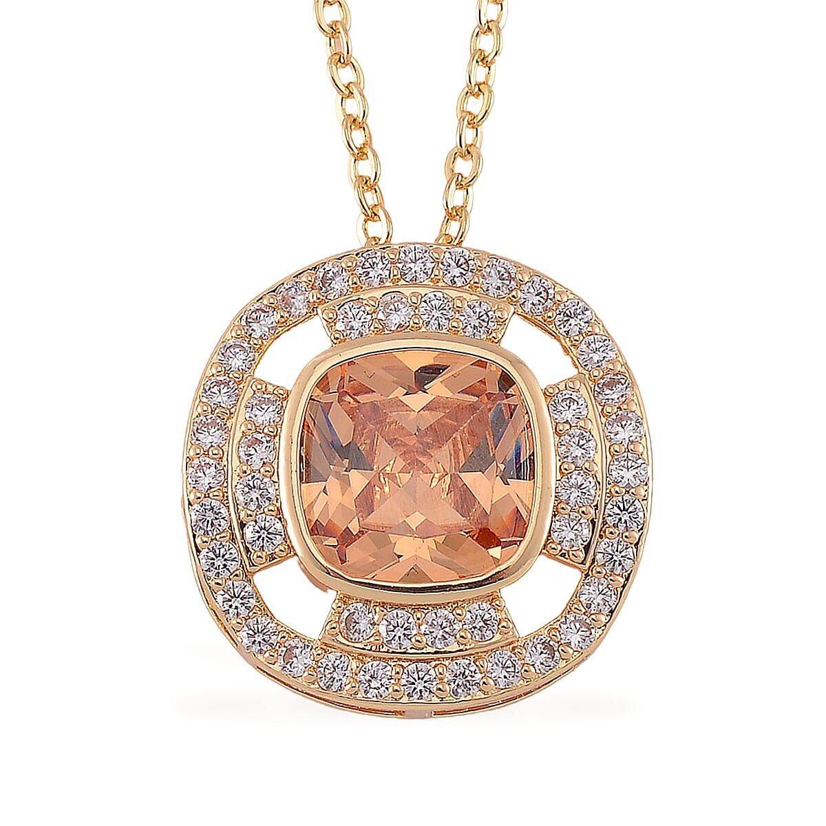 Set of 2 Karis Simulated Champagne Diamond and White Crystal 3.00 ctw Necklace 20-22 Inches, Earrings in Rosetone image number 2