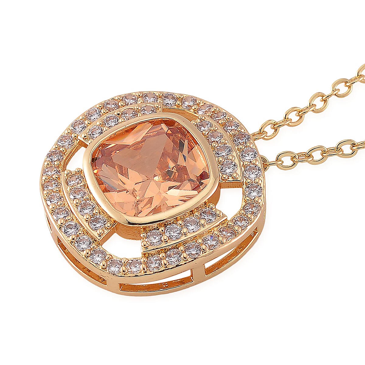 Set of 2 Karis Simulated Champagne Diamond and White Crystal 3.00 ctw Necklace 20-22 Inches, Earrings in Rosetone image number 3