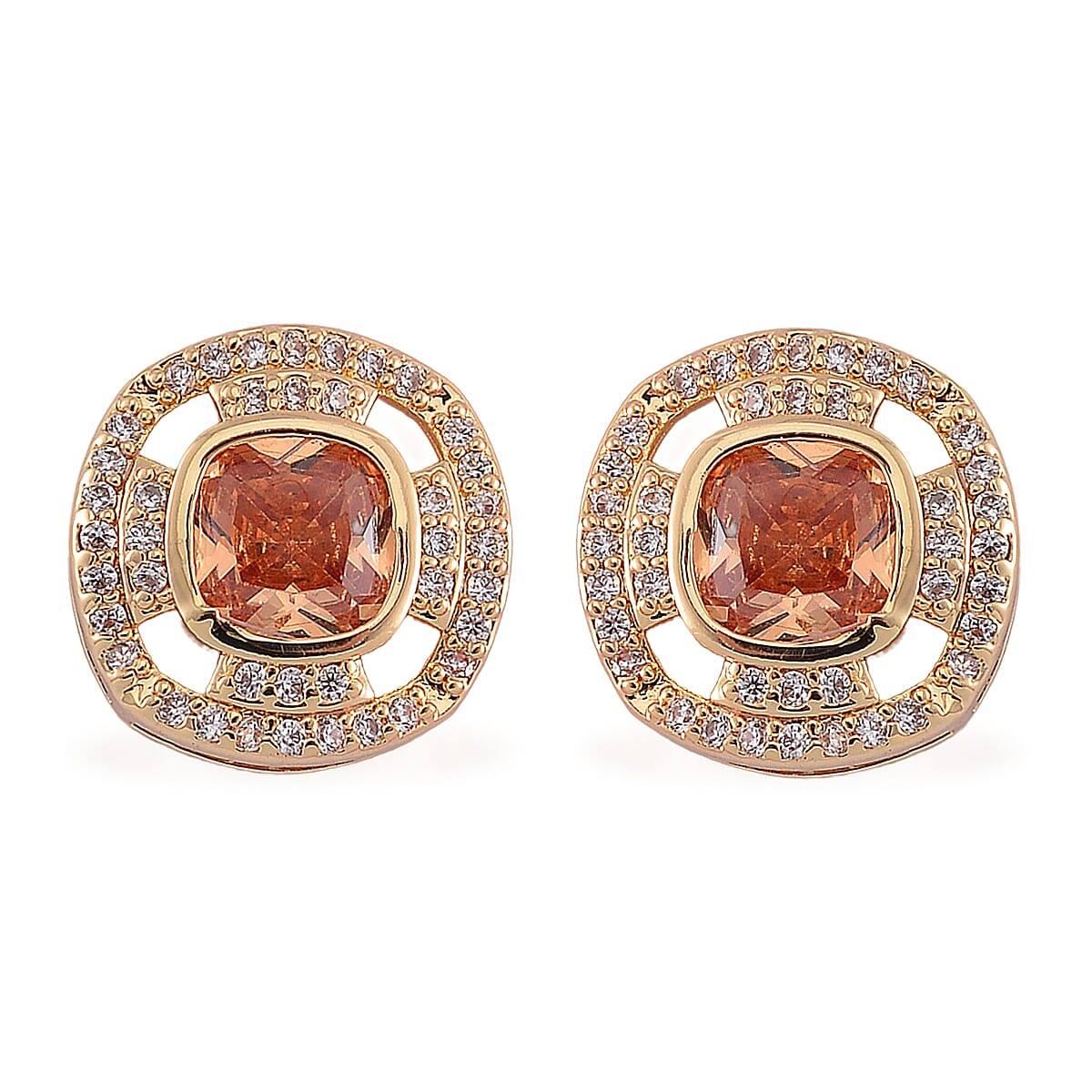 Set of 2 Karis Simulated Champagne Diamond and White Crystal 3.00 ctw Necklace 20-22 Inches, Earrings in Rosetone image number 6