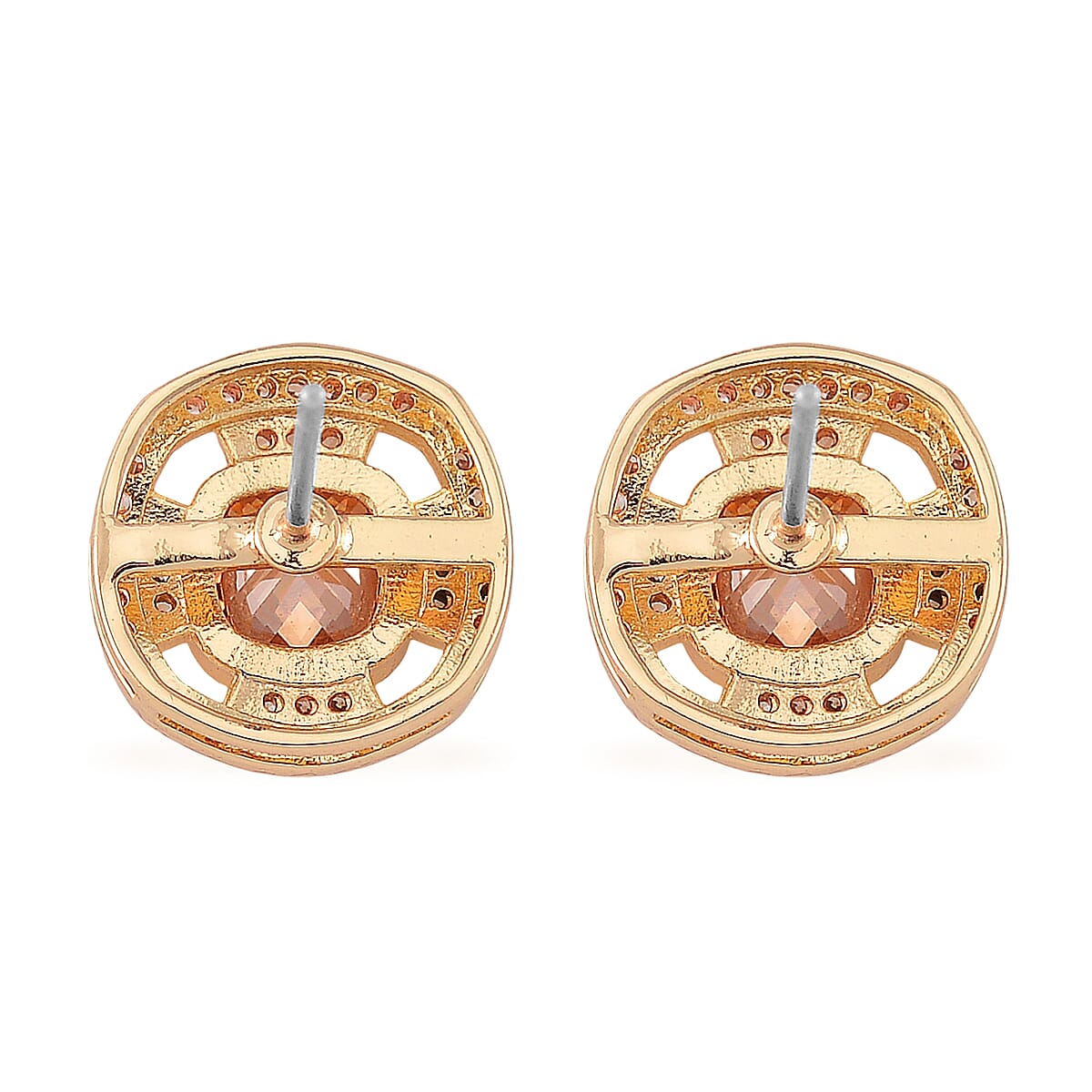 Set of 2 Karis Simulated Champagne Diamond and White Crystal 3.00 ctw Necklace 20-22 Inches, Earrings in Rosetone image number 8