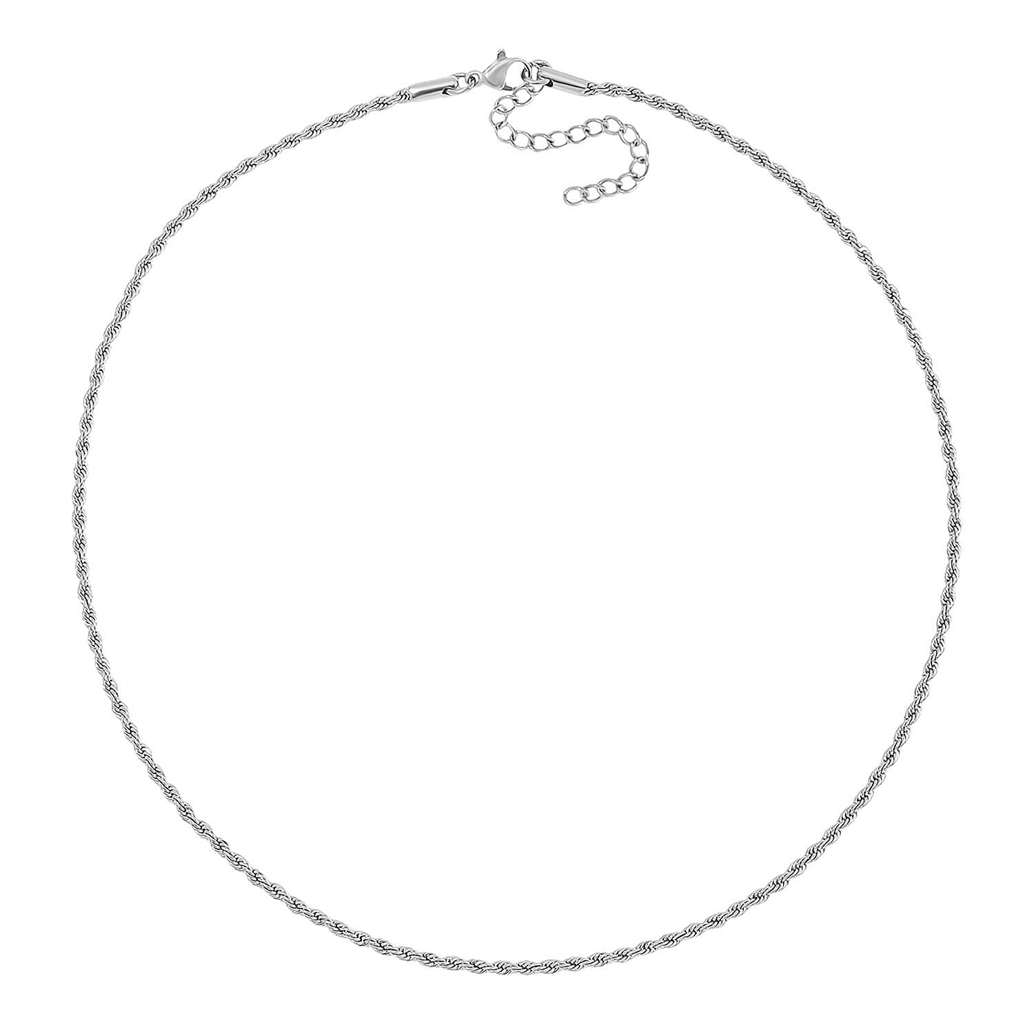 Set of 3 Link, Rope and Curb Chain Necklace in Stainless Steel (16, 18, and 22 Inches)