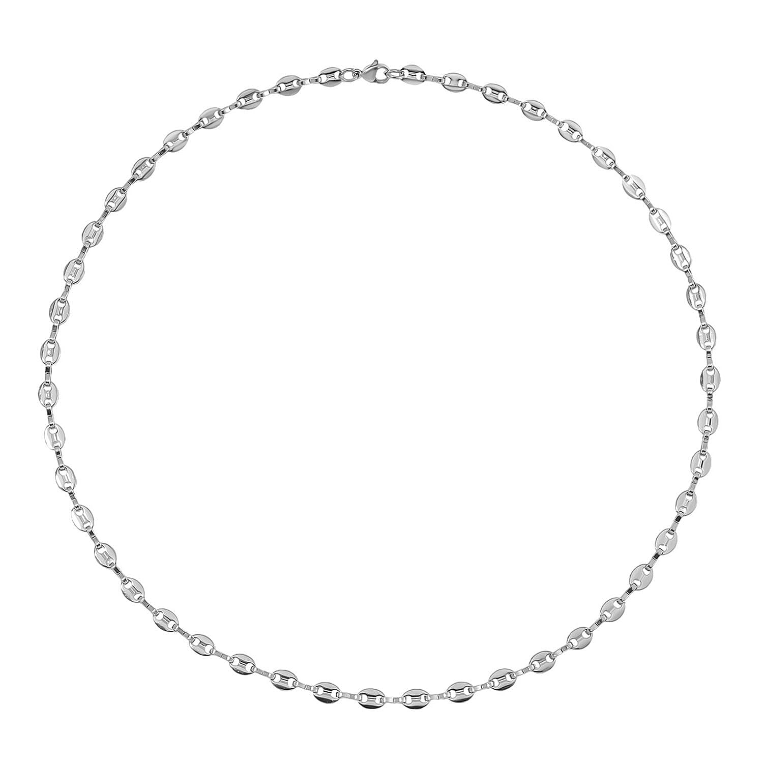 Set of 3 Link, Rope and Curb Chain Necklace in Stainless Steel (16, 18, and 22 Inches)