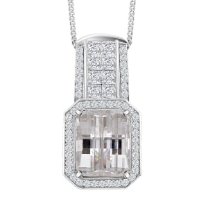 Moissanite 4.25 ctw Pendant Necklace in Rhodium Over Sterling Silver 18 Inches