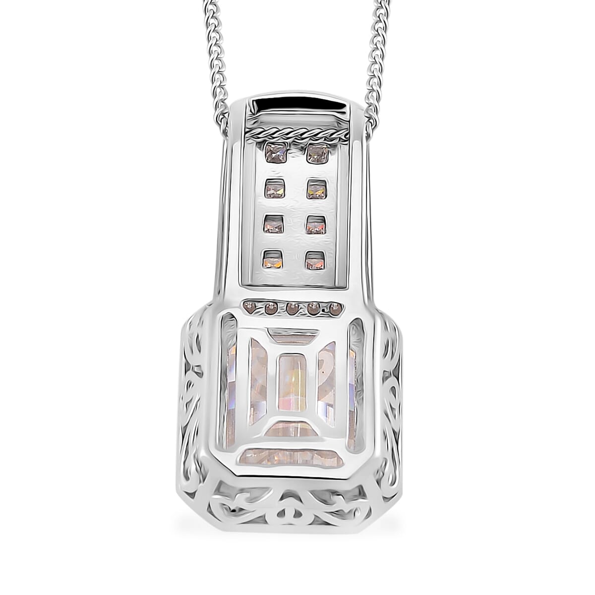 Moissanite 4.25 ctw Pendant Necklace in Rhodium Over Sterling Silver 18 Inches image number 3