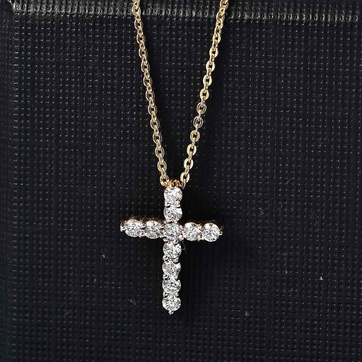 Luxuriant Lab Grown Diamond G-H SI 0.35 ctw Cross Pendant Necklace in 18K Vermeil Yellow Gold Over Sterling Silver 20 Inches image number 1