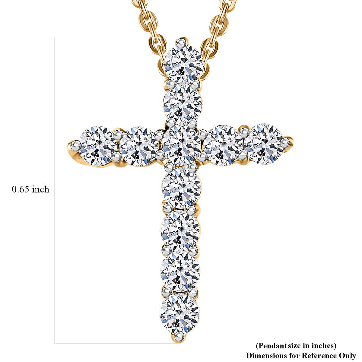 Luxuriant Lab Grown Diamond G-H SI 0.35 ctw Cross Pendant Necklace in 18K Vermeil Yellow Gold Over Sterling Silver 20 Inches image number 5