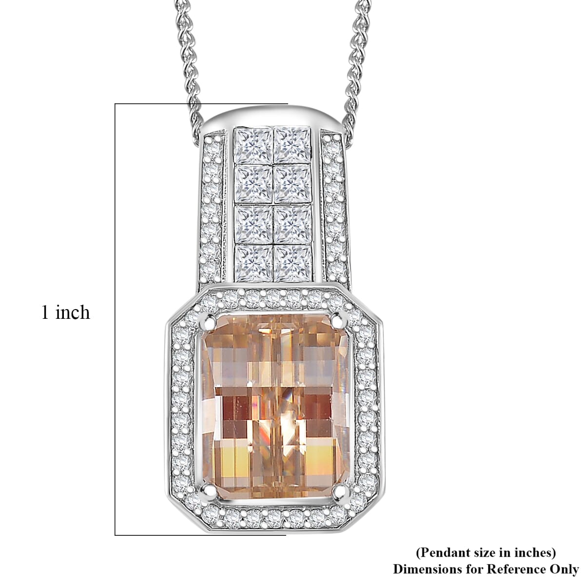 Champagne and White Moissanite 4.30 ctw Pendant Necklace in Rhodium Over Sterling Silver 18 Inches image number 5