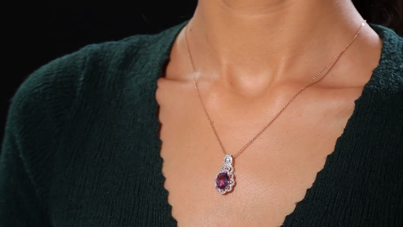 AAA Rose De France Amethyst and Multi Gemstone 4.70 ctw Vintage Elegance Pendant Necklace in 18K Vermeil Rose Gold Over Sterling Silver (20 Inches)