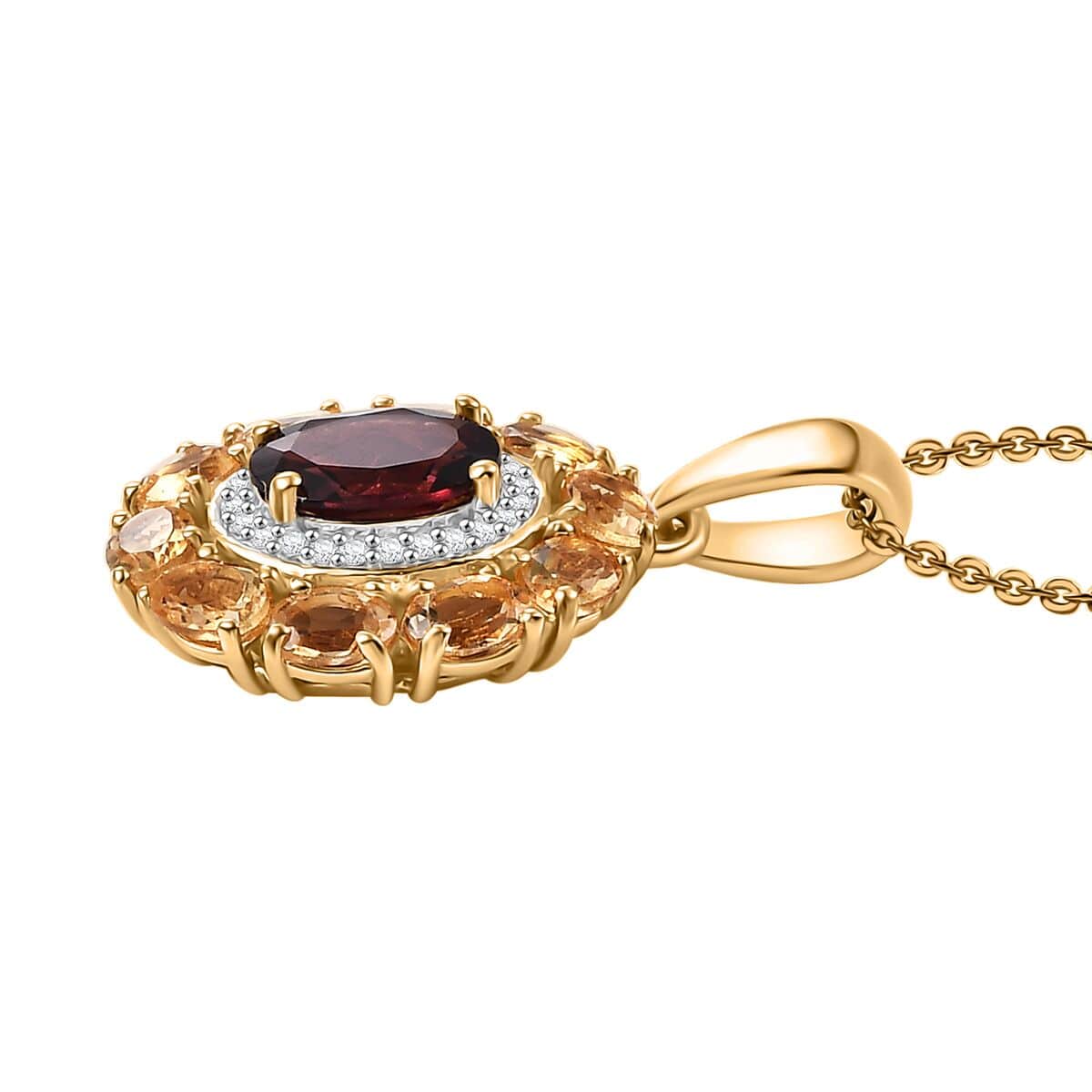 Premium Orissa Rhodolite Garnet and Multi Gemstone 3.00 ctw Floral Pendant Necklace in 18K Vermeil Yellow Gold Over Sterling Silver 20 Inches image number 3