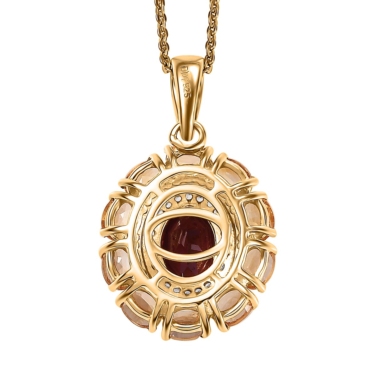 Premium Orissa Rhodolite Garnet and Multi Gemstone 3.00 ctw Floral Pendant Necklace in 18K Vermeil Yellow Gold Over Sterling Silver 20 Inches