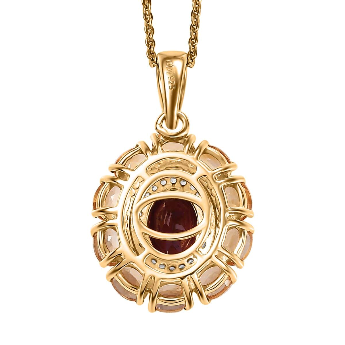 Premium Orissa Rhodolite Garnet and Multi Gemstone 3.00 ctw Floral Pendant Necklace in 18K Vermeil Yellow Gold Over Sterling Silver 20 Inches image number 4