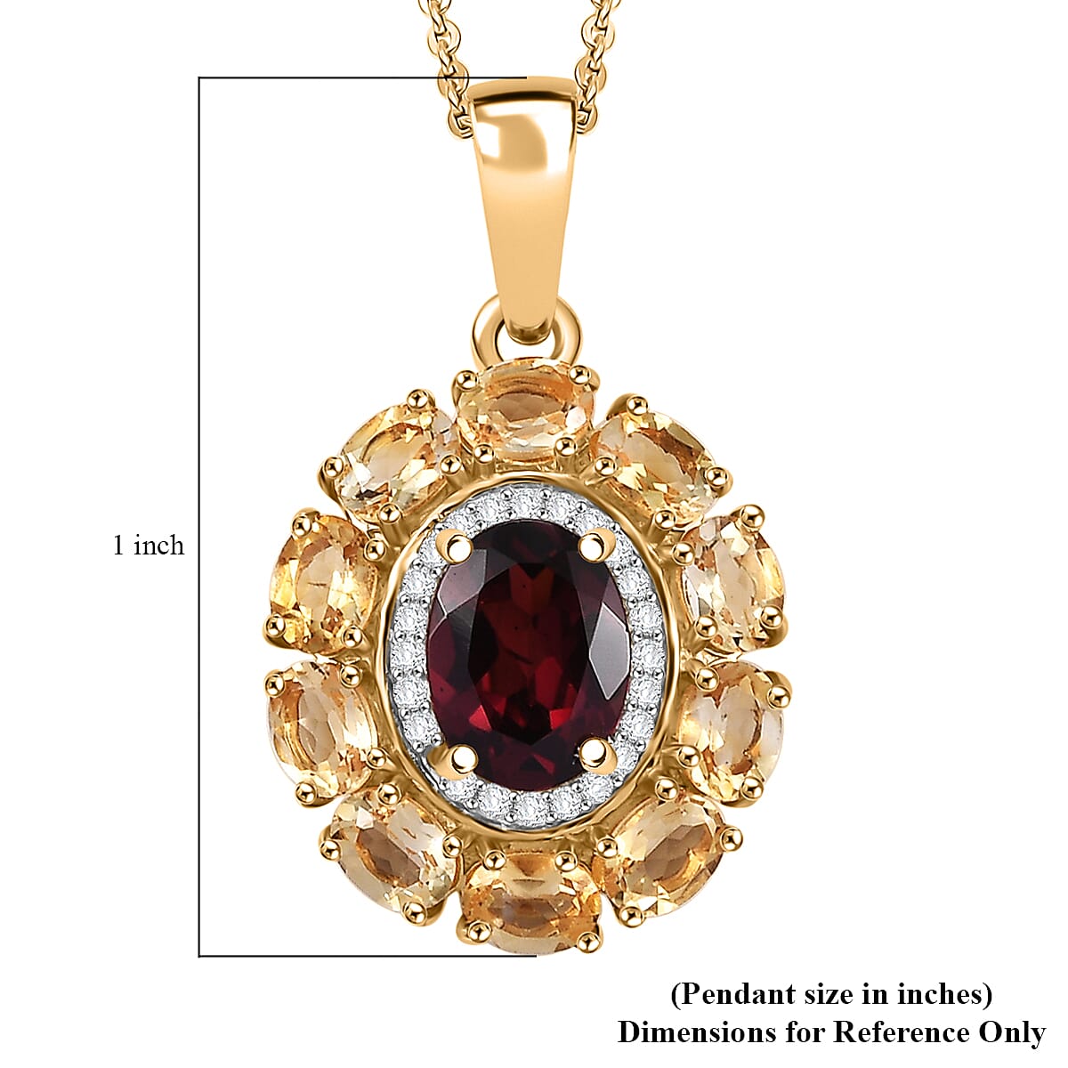 Premium Orissa Rhodolite Garnet and Multi Gemstone 3.00 ctw Floral Pendant Necklace in 18K Vermeil Yellow Gold Over Sterling Silver 20 Inches