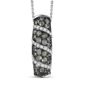 Narsipatnam Alexandrite and White Zircon 1.30 ctw Waves Pendant Necklace in Rhodium Over Sterling Silver 20 Inches
