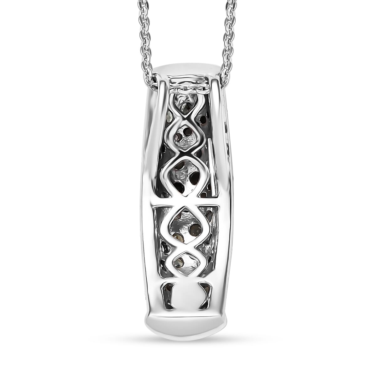 Narsipatnam Alexandrite and White Zircon 1.30 ctw Waves Pendant Necklace in Rhodium Over Sterling Silver 20 Inches image number 4