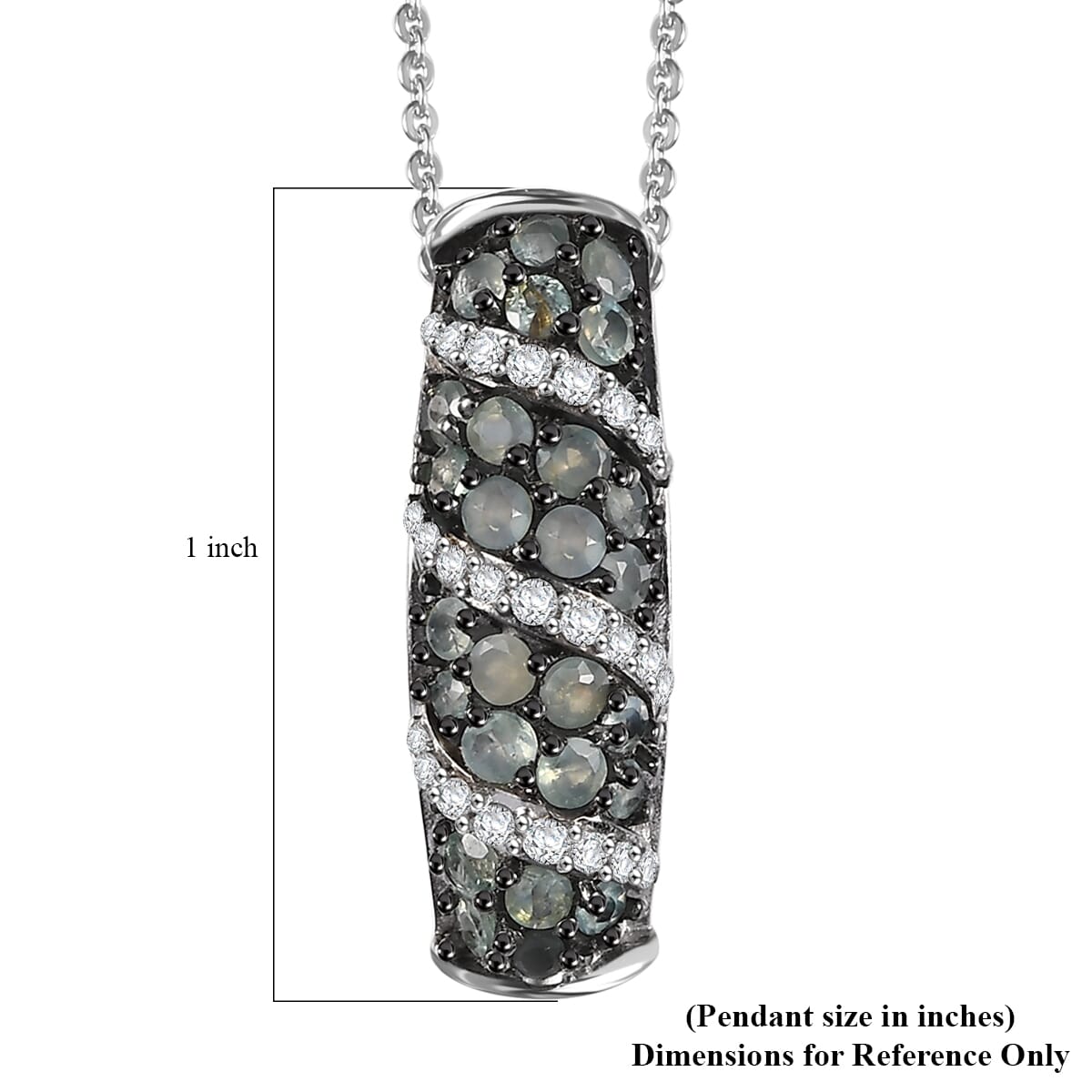 Narsipatnam Alexandrite and White Zircon 1.30 ctw Waves Pendant Necklace in Rhodium Over Sterling Silver 20 Inches image number 6