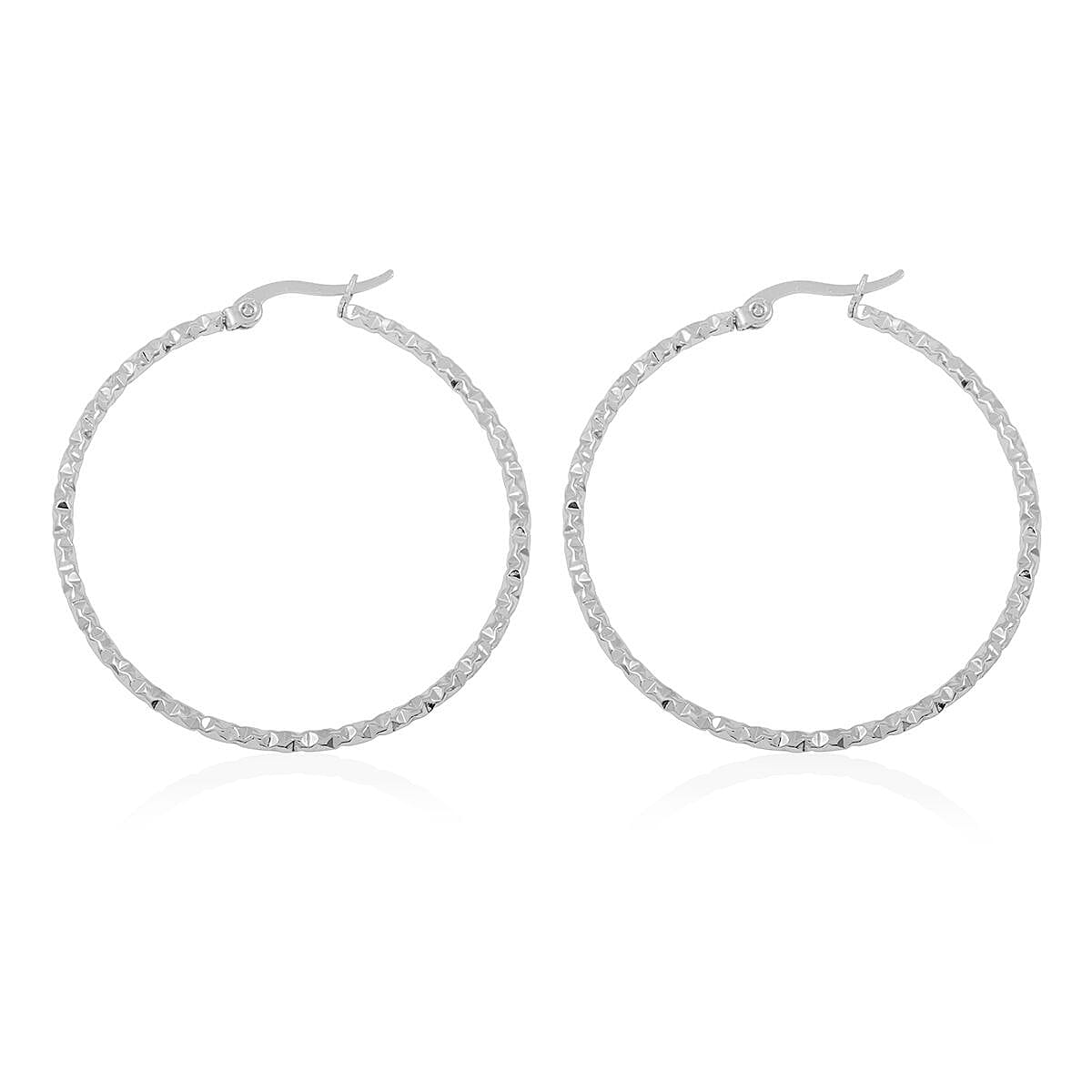 Set of 2 Hoop Earrings in Stainless Steel image number 6