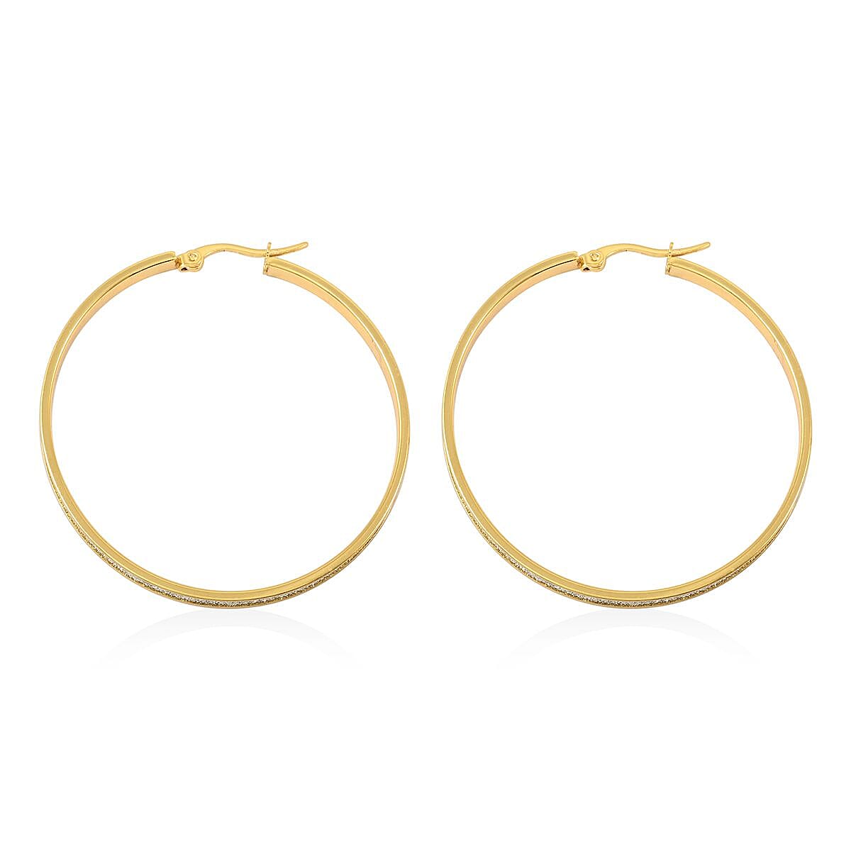Set of 2 Hoop Earrings in ION Plated Yellow Gold Stainless Steel