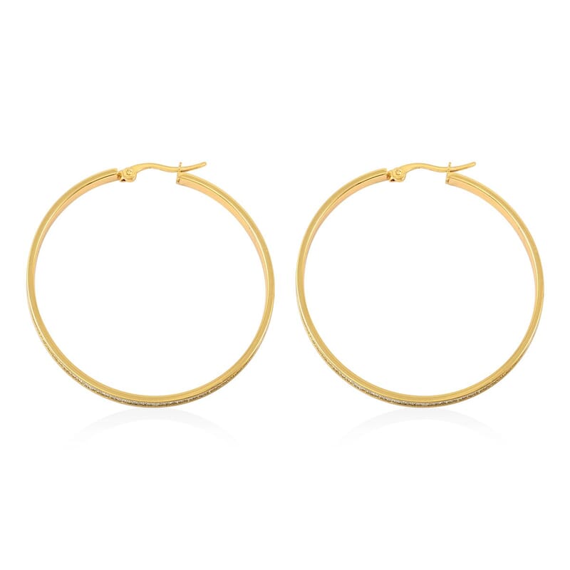 Set of 2 Hoop Earrings in ION Plated Yellow Gold Stainless Steel