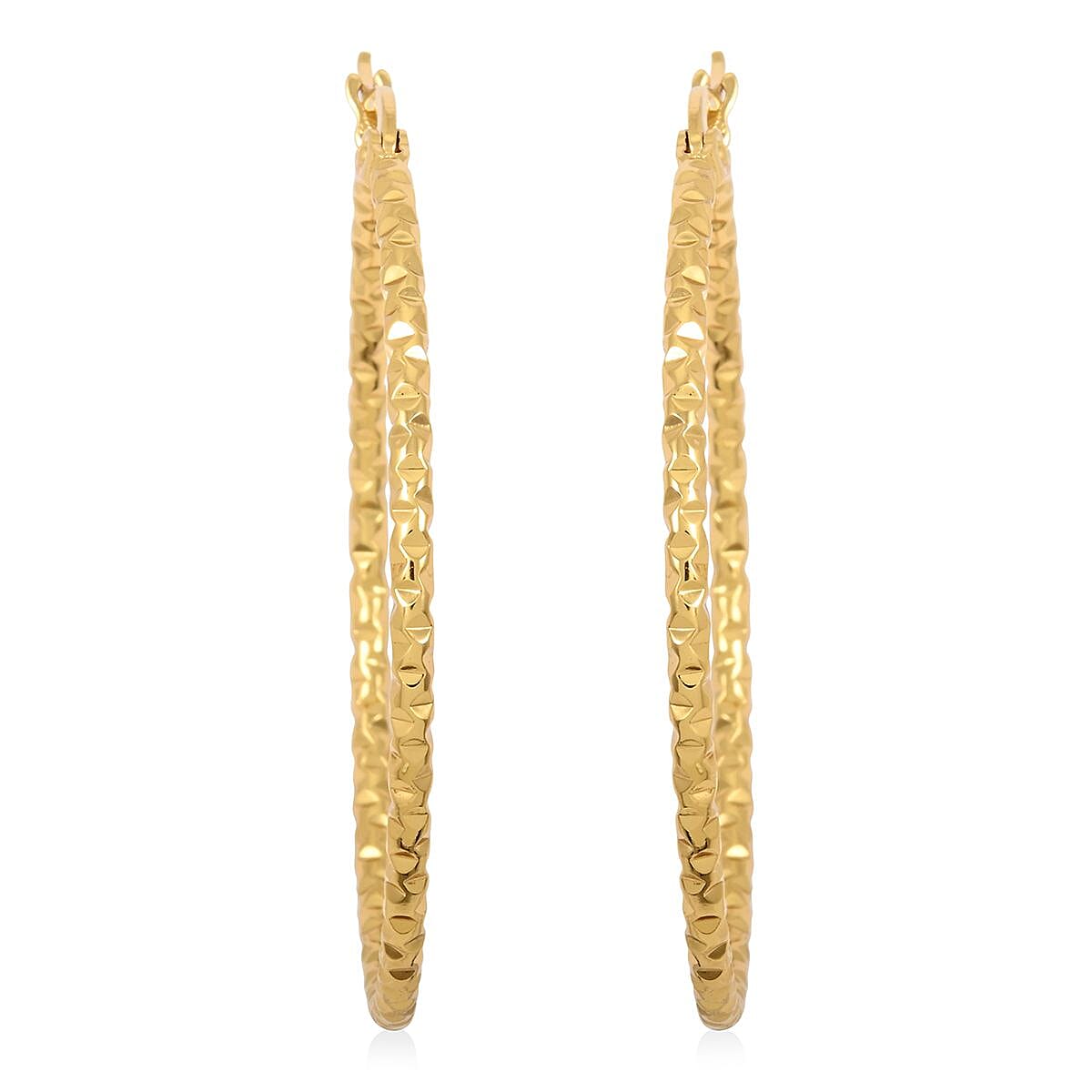 Set of 2 Hoop Earrings in ION Plated Yellow Gold Stainless Steel