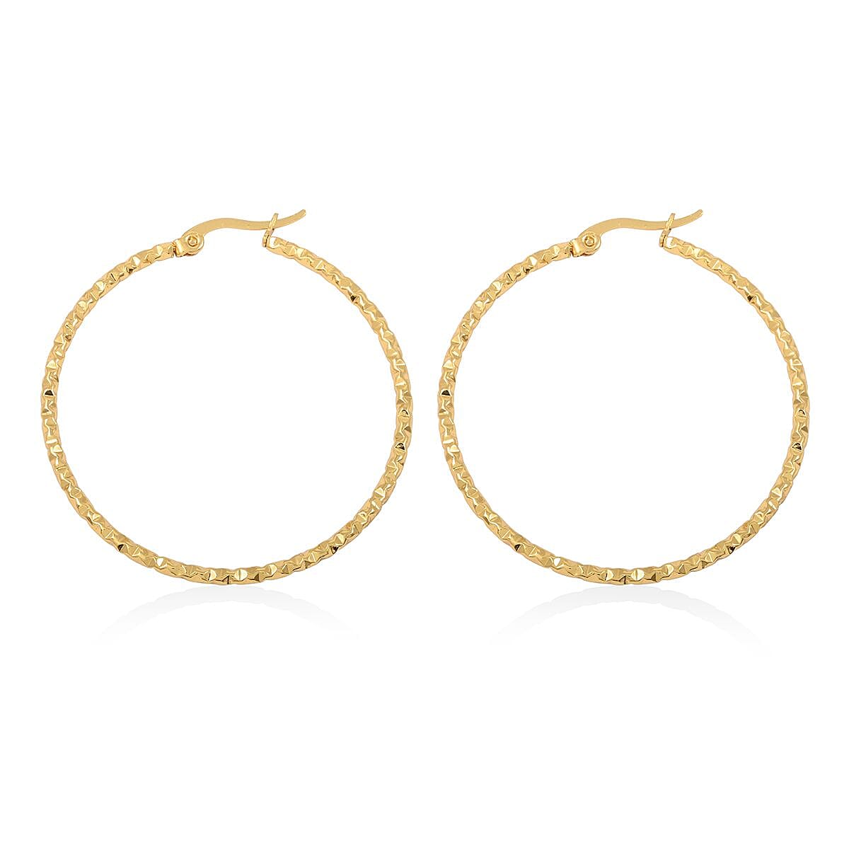 Set of 2 Hoop Earrings in ION Plated Yellow Gold Stainless Steel