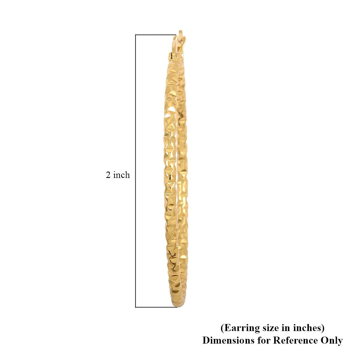Set of 2 Hoop Earrings in ION Plated Yellow Gold Stainless Steel