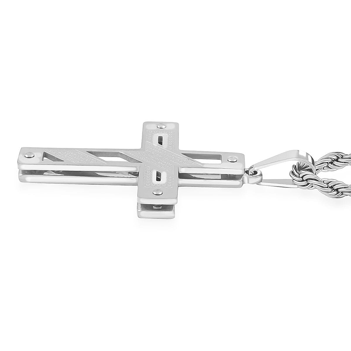 Cross Pendant Necklace (24 Inches) in Stainless Steel image number 3