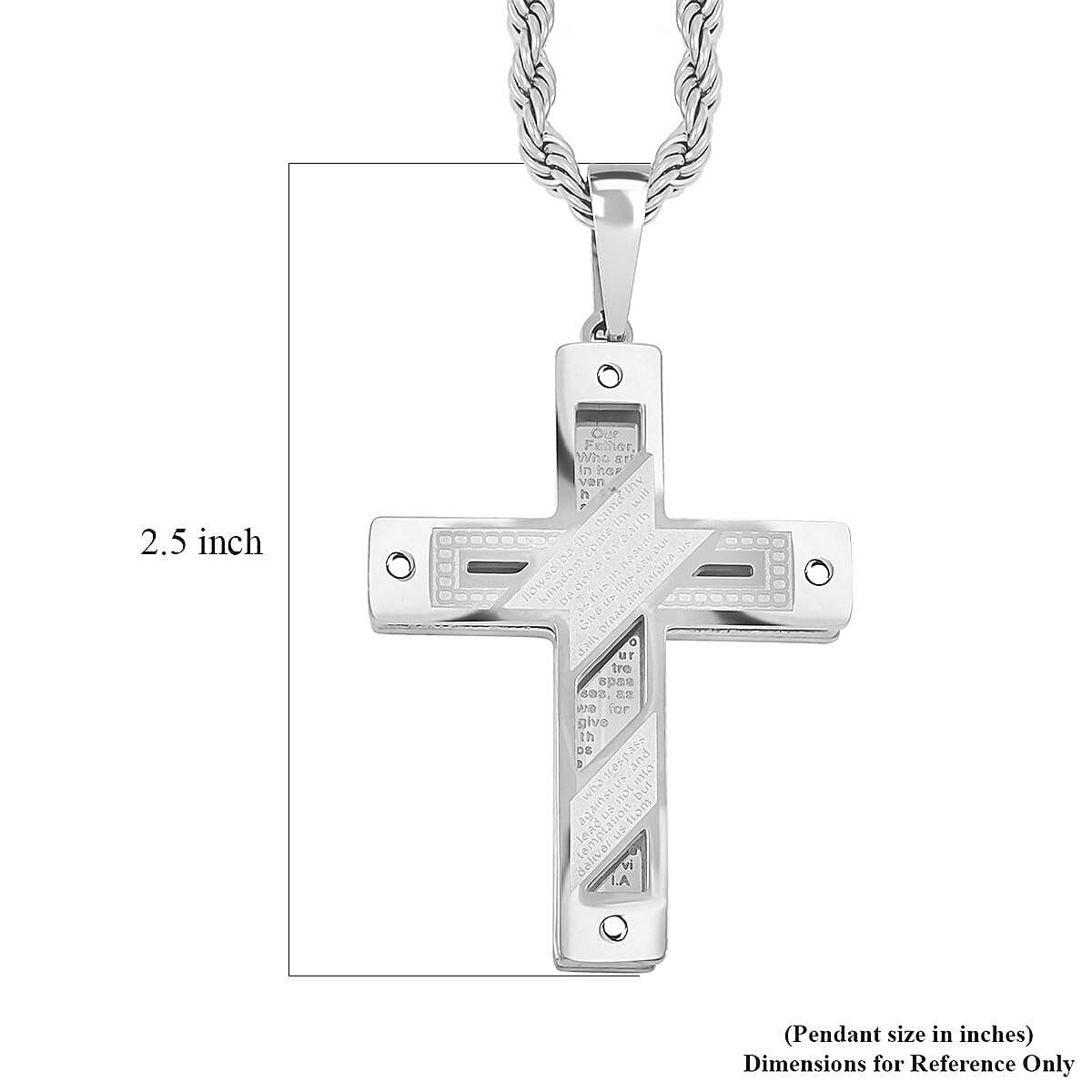 Cross Pendant Necklace (24 Inches) in Stainless Steel image number 5