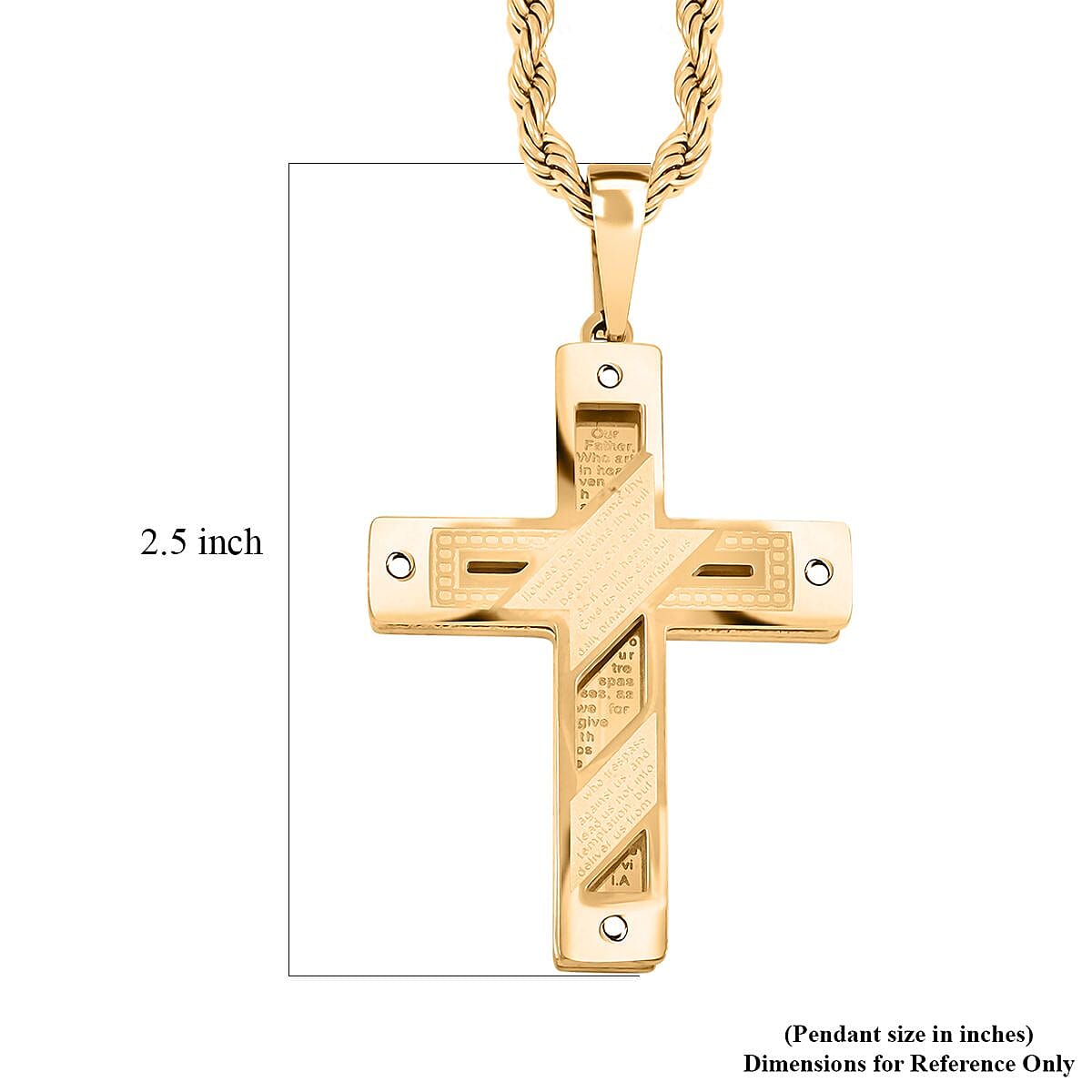 Cross Pendant Necklace in ION Plated Yellow Gold Stainless Steel 24 Inches image number 5