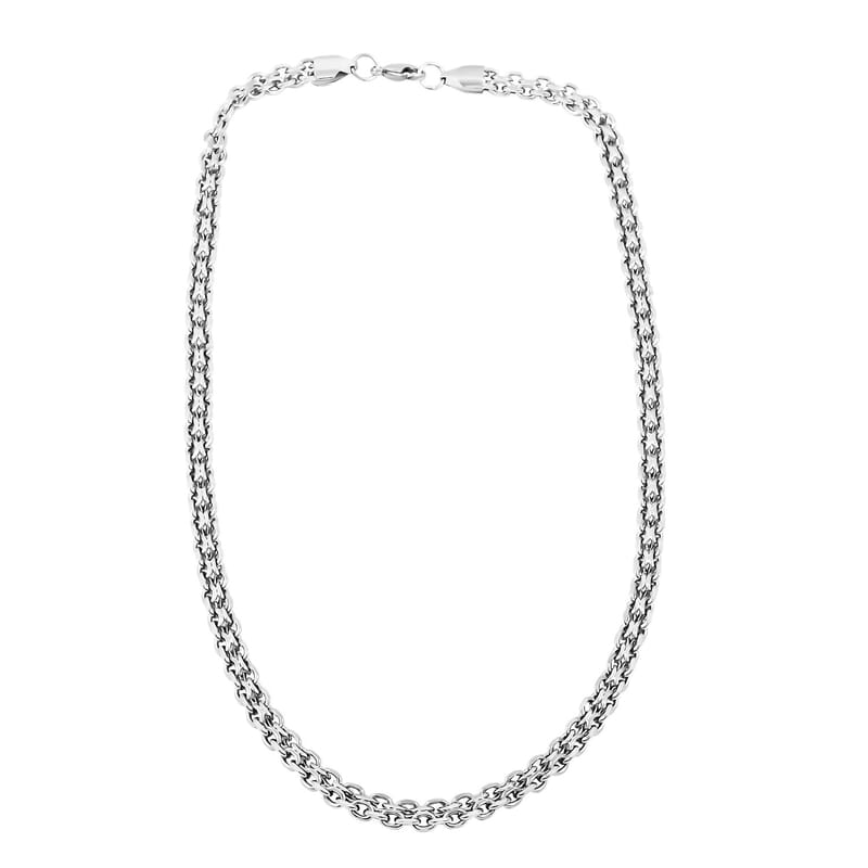 Cable Chain Necklace 18 Inches and Bracelet (7.50In) in Stainless Steel