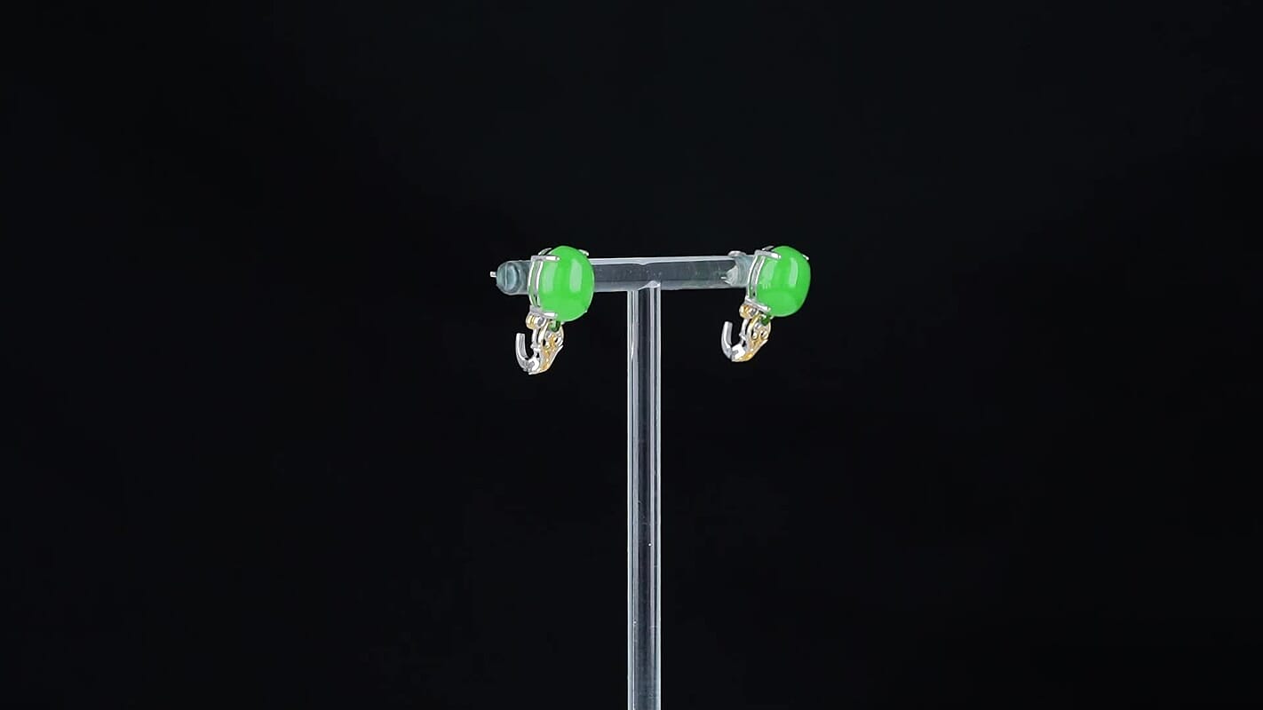 D'Joy Green Jade, Chrome Diopside Ring (Size 7.0), Earrings and Pendant without Chain in 18K Vermeil YG and Rhodium Over Sterling Silver 26.25 ctw