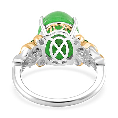 D'Joy Green Jade (D) and Chrome Diopside 26.25 ctw Regal Garden Bloom Ring (Size 8.0), Earrings and Pendant Necklace (18 Inches) in 18K Vermeil YG and Rhodium Over Sterling Silver