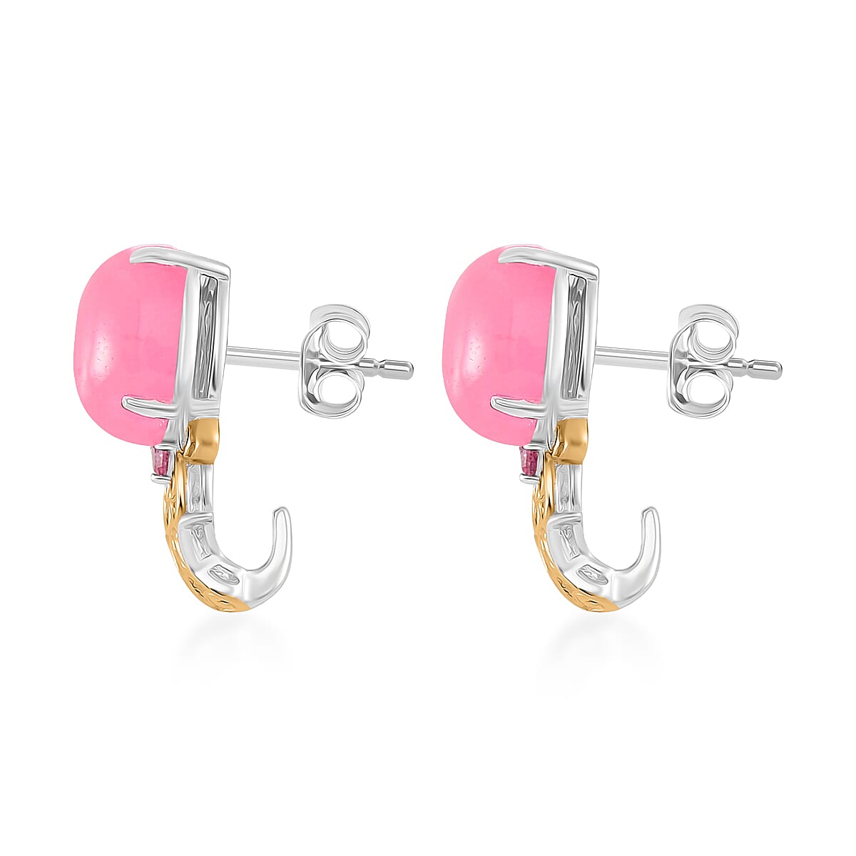 D'Joy Pink Jade (D) and Orissa Rhodolite Garnet 25.00 ctw Regal Garden Bloom Ring (Size 7.0), Earrings and Pendant without Chain in 18K Vermeil YG and Rhodium Over Sterling Silver (Del. in 5-7 Days) image number 9