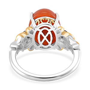 D'Joy Red Jade (D) and Mozambique Garnet 25.00 ctw Regal Garden Bloom Ring (Size 9.0), Earrings and Pendant Necklace (18 Inches) in 18K Vermeil YG and Rhodium Over Sterling Silver (Del. in 5-7 Days)