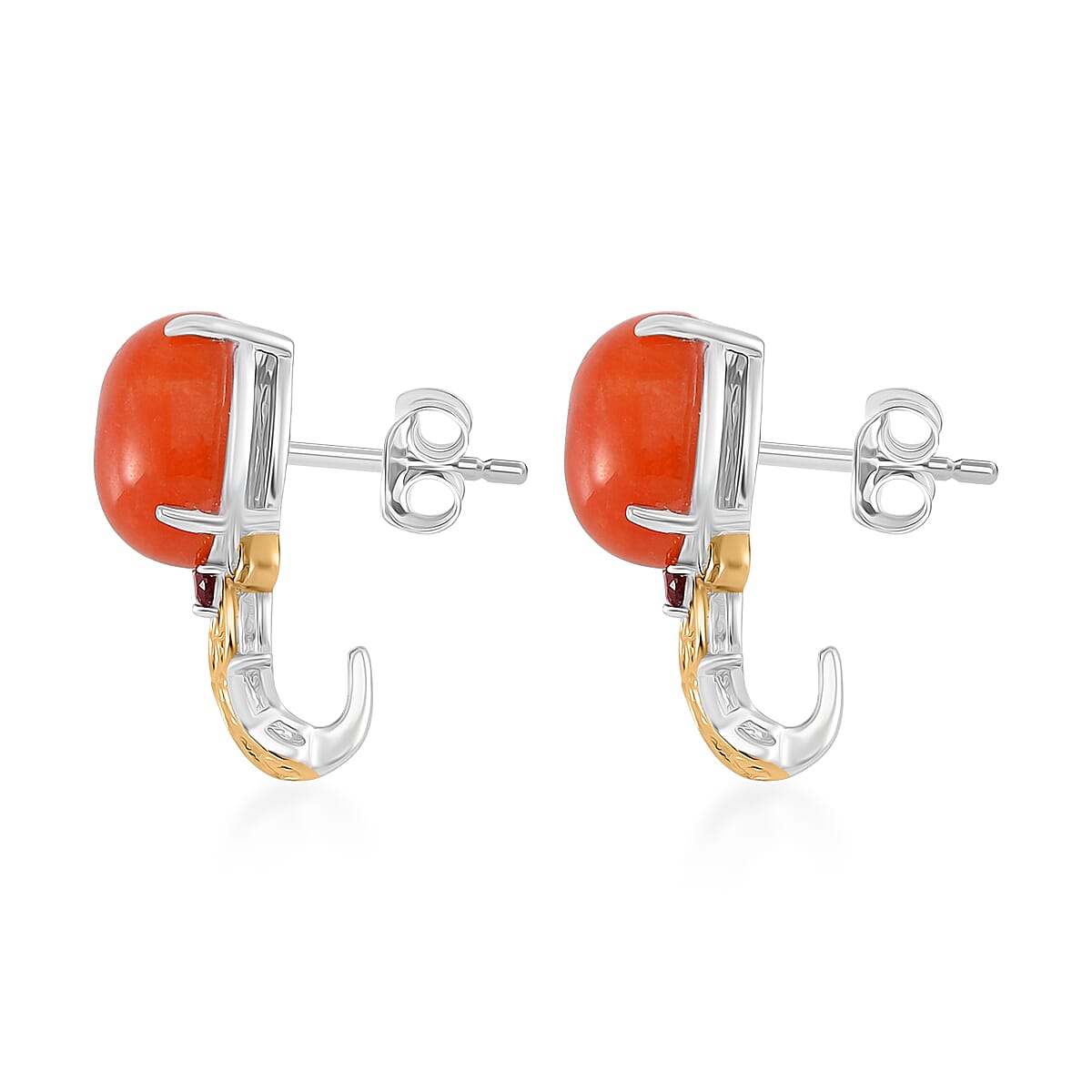 D'Joy Red Jade (D) and Mozambique Garnet 25.00 ctw Regal Garden Bloom Ring (Size 9.0), Earrings and Pendant Necklace (18 Inches) in 18K Vermeil YG and Rhodium Over Sterling Silver (Del. in 5-7 Days) image number 5