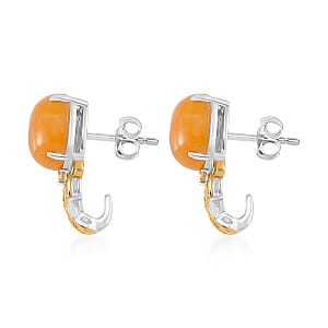 D'Joy Yellow Jad (D) and Brazilian Citrine 25.60 ctw Regal Garden Bloom Ring (Size 6.0), Earrings and Pendant Necklace (20 Inches) in 18K Vermeil YG and Rhodium Over Sterling Silver (Del. in 5-7 Days)