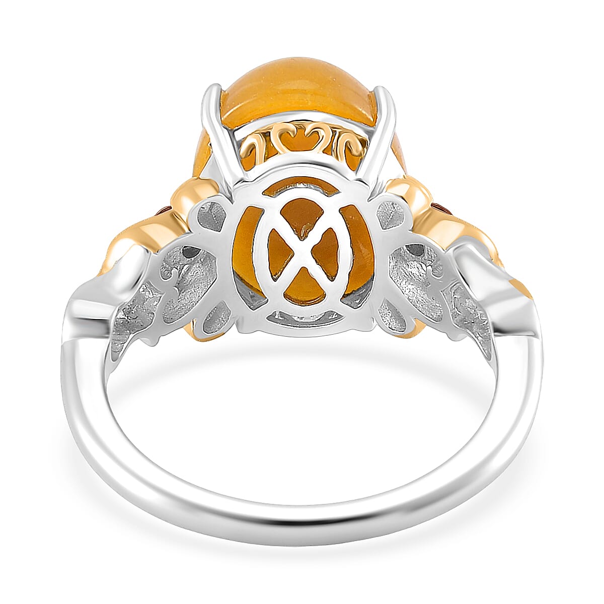 D'Joy Yellow Jad (D) and Brazilian Citrine 25.60 ctw Regal Garden Bloom Ring (Size 8.0), Earrings and Pendant Necklace (20 Inches) in 18K Vermeil YG and Rhodium Over Sterling Silver (Del. in 5-7 Days) image number 3