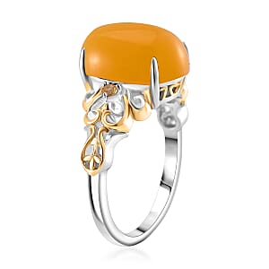 D'Joy Yellow Jad (D) and Brazilian Citrine 25.60 ctw Regal Garden Bloom Ring (Size 9.0), Earrings and Pendant Necklace (20 Inches) in 18K Vermeil YG and Rhodium Over Sterling Silver (Del. in 5-7 Days)